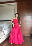 FRENCH CRAPE RUFFLED LAYERED LEHENGA CHOLI SET