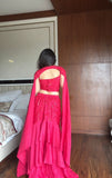 FRENCH CRAPE RUFFLED LAYERED LEHENGA CHOLI SET