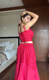 FRENCH CRAPE RUFFLED LAYERED LEHENGA CHOLI SET
