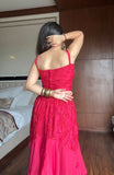 FRENCH CRAPE RUFFLED LAYERED LEHENGA CHOLI SET