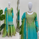 Chinon silk with coding Dori with Sequence with Rivet Moti Work Salwar Kameez