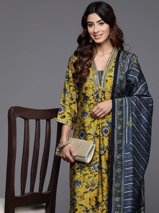 MASTER YELLOW A LINE PRINTED PREMIUM COTTON SUIT