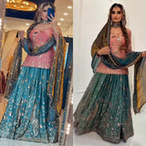 Heavy Fandy Crushi Silk Material With 3mm and 5mm Sequence Embroidery Work Salwar Kameez