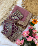 Pure Rangoli silk with sequence and zari embroidery work with multi Arco border Saree