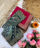 Pure Rangoli silk with sequence and zari embroidery work with multi Arco border Saree