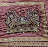 Pure Rangoli silk with sequence and zari embroidery work with multi Arco border Saree