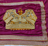 Pure Rangoli silk with sequence and zari embroidery work with multi Arco border Saree