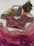 Soft padding two tone Fandy chiffon Saree with heavy embroidery sequence Work