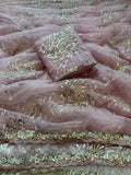 Premium butterfly soft net Saree with cutdena multi sequence & thread embroidery work
