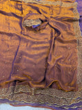 Premium two tone Space Silk Saree with beautiful multi sequence & cut dana work
