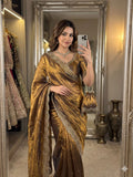 Premium two tone Space Silk Saree with beautiful multi sequence & cut dana work