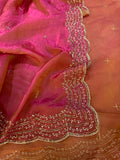 Premium two tone Space Silk Saree with beautiful multi sequence & cut dana work