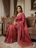 Premium two tone Space Silk Saree with beautiful multi sequence & cut dana work