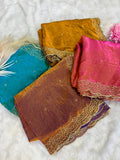 Premium two tone Space Silk Saree with beautiful multi sequence & cut dana work
