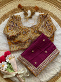 Beautiful Rangoli silk fabric with stitch blouse