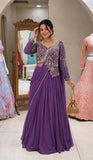 Full Stitched Rangoli fabric with Embroidery Sequence work Lehenga Choli