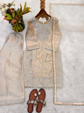 Designer Pure GMY Silk With Heavy Embroidery-Sequence Work Top-Bottom And Dupatta Set
