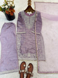 Designer Pure GMY Silk With Heavy Embroidery-Sequence Work Top-Bottom And Dupatta Set
