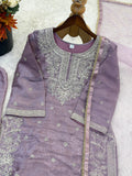 Designer Pure GMY Silk With Heavy Embroidery-Sequence Work Top-Bottom And Dupatta Set