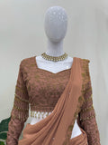 Faux Georgette with thread with Sequence with lace border Ready to wear Lehenga saree