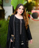 Designer Heavy Satin Glass Silk Salwar Kameez Wtih Beautiful Embroidery Work