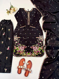 Designer Heavy Satin Glass Silk Salwar Kameez Wtih Beautiful Embroidery Work