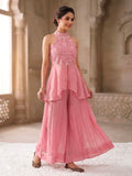 Latest Designer Heavy Fandy Crush Top Plazzo And Dupatta Set With Moti Work