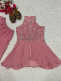 Latest Designer Heavy Fandy Crush Top Plazzo And Dupatta Set With Moti Work