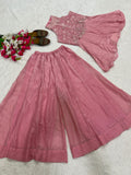 Latest Designer Heavy Fandy Crush Top Plazzo And Dupatta Set With Moti Work