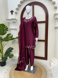 American Silk with Soft Micro Inner Lining & Intricate Thread with Sequence work Salwar Kameez