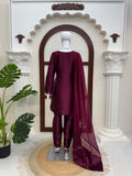 American Silk with Soft Micro Inner Lining & Intricate Thread with Sequence work Salwar Kameez