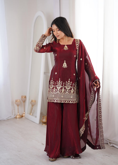 Fully Stitched & Ready to Wear Fendy Silk with Embroidery Sequence Work Salwar Kameez