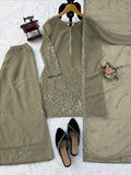 Designer Faux Georgette Top plazzo And Dupatta With Thread And Sequnce Work