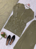 Designer Faux Georgette Top plazzo And Dupatta With Thread And Sequnce Work