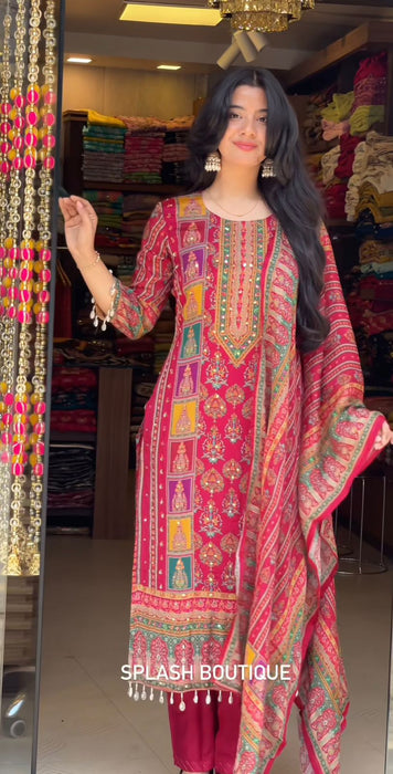 DESIGNER FANCY MASKA COTTON REAL HAND MIRROR WORK TOP AND PENT WITH DUPATTA