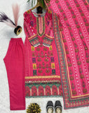 DESIGNER FANCY MASKA COTTON REAL HAND MIRROR WORK TOP AND PENT WITH DUPATTA