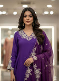 Latest Designer Roman Silk Excluve Top Pant And Dupatta Set