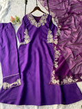 Latest Designer Roman Silk Excluve Top Pant And Dupatta Set