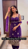 Latest Designer Party Wear Faux Georgette Salwar Kameez With Embroidery Work