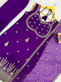 Latest Designer Party Wear Faux Georgette Salwar Kameez With Embroidery Work