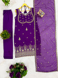 Latest Designer Party Wear Faux Georgette Salwar Kameez With Embroidery Work