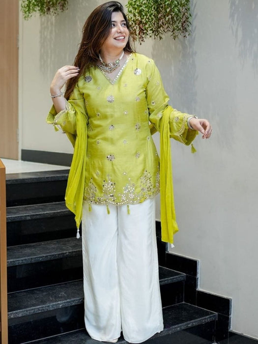 Pure viscose silk with Embroidery and Sequence work Salwar Kameez