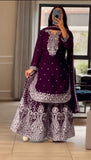 Latest Designer Sharara Suit With Pure Heavy Chinnon Silk Fabric With Embroidery Work