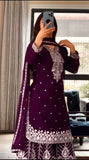 Latest Designer Sharara Suit With Pure Heavy Chinnon Silk Fabric With Embroidery Work