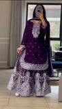 Latest Designer Sharara Suit With Pure Heavy Chinnon Silk Fabric With Embroidery Work
