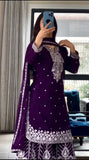 Latest Designer Sharara Suit With Pure Heavy Chinnon Silk Fabric With Embroidery Work