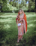 Designer Long Panjabi Suit Top  Pant And Dupptta With Hevay Natural Crep Silk Fabric
