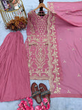 Designer Party Wear Look Pur Heavy Faux Georgette Top Plazzo & Dupatta Set