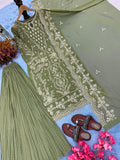 Designer Party Wear Look Pur Heavy Faux Georgette Top Plazzo & Dupatta Set
