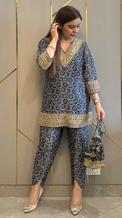 TRENDING FESTIVE COLLECTION CO-ORD SET WITH FULL EMBROIDERY WORK ON PRINTED MUL COTTON
